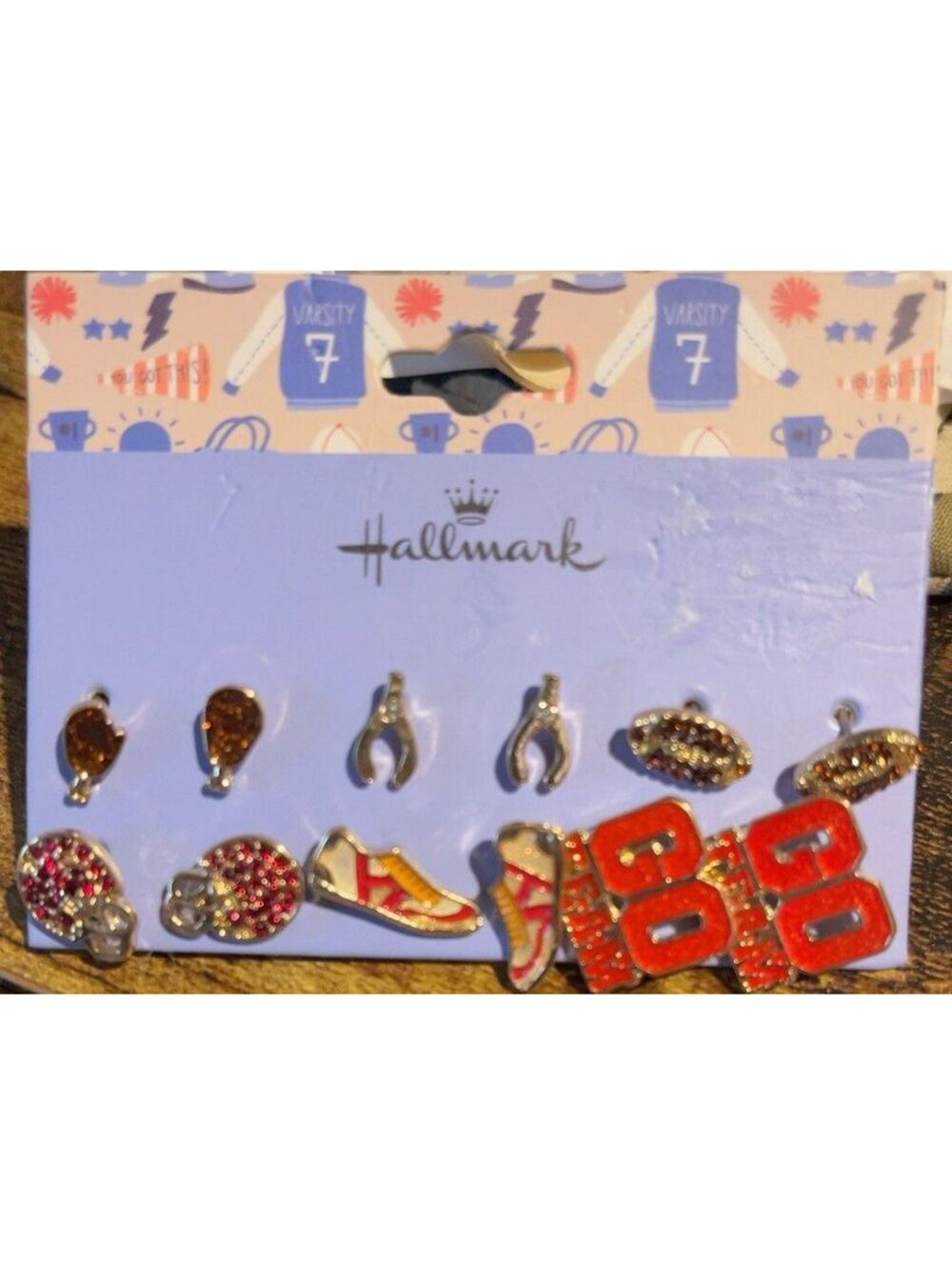 Hallmark Varsity 7 Sports Earrings Set NWT Sports Cheer Team Spirit Jewelry Gift